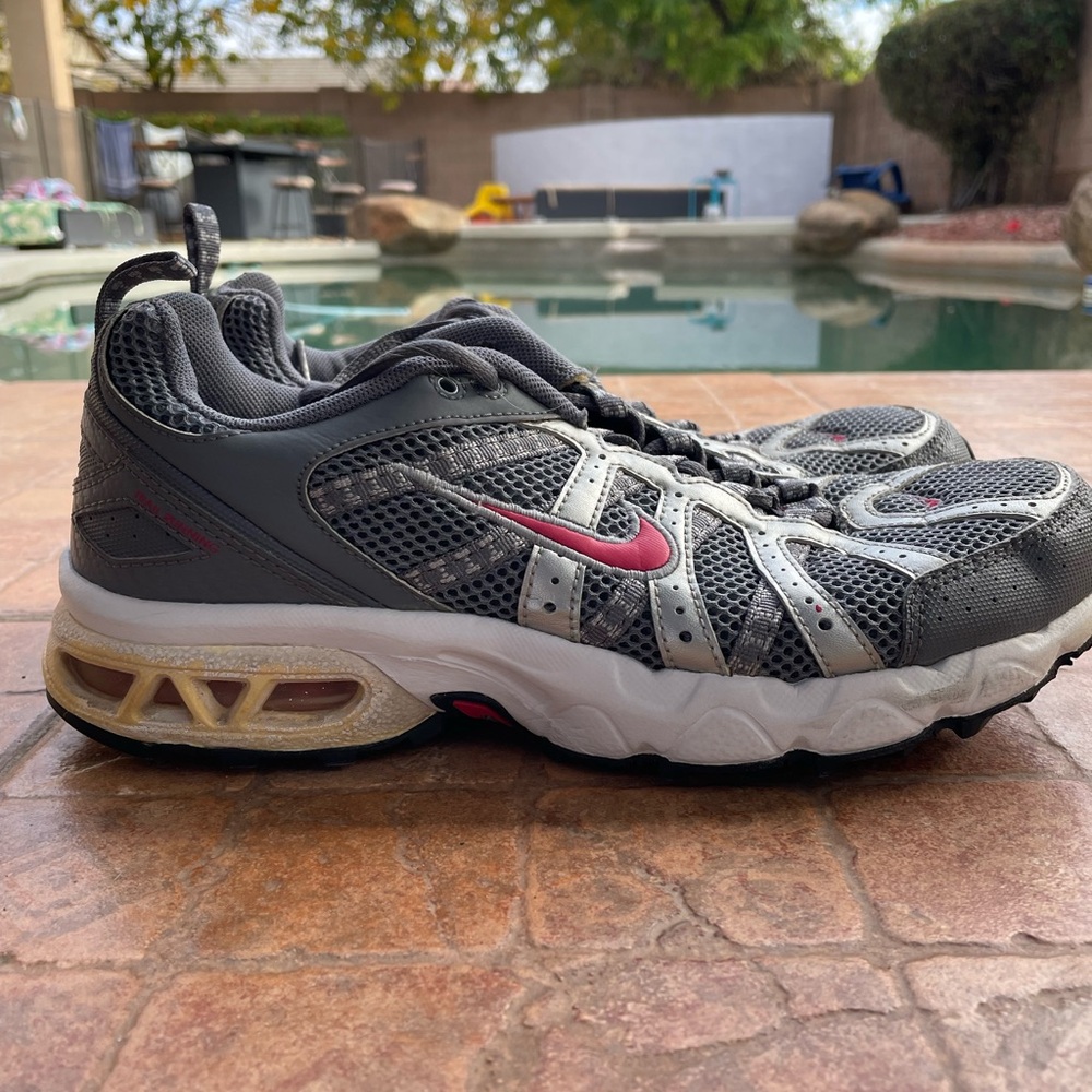 Nike Men's Gray and Pink Air Sneakers